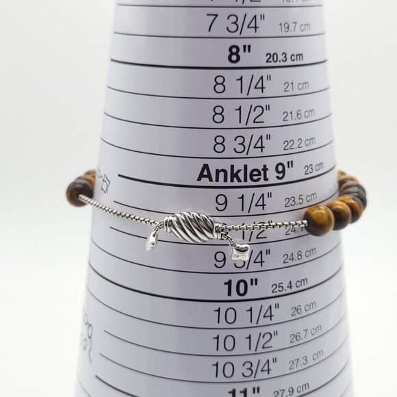 David Yurman Sterling Silver 8mm Tiger's Eye Spiritual Bead Beaded Pull Bracelet - Picture 3 of 7